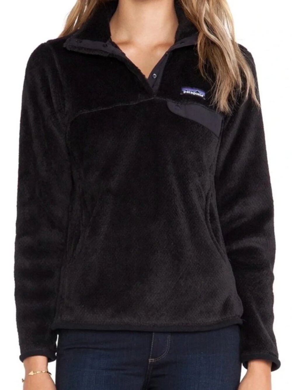 Patagonia Womens Black Fleece Snap-T Pullover - Picture 1 of 6